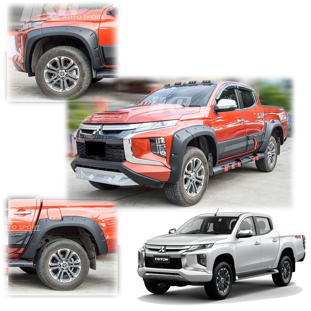 คิ้วซุ้มล้อ คิ้วล้อ 9 นิ้ว หมุด สีดำด้าน สำหรับ มิตซูบิชิ Mitsubishi L200 ไทรทัน Triton 4 ประตู ปี 2
