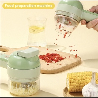 Food Chopper 4 in 1 เครื่องซอย หั่น สไลด์ บด พริกกระเทียมถั่ว ไร้สาย แบบพกพา 🧅🧄🌶🍅 รุ่นนี้มาพร้อมหัวขัดทำความสะอาด