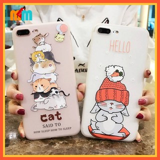 [พร้อมส่ง 🇹🇭] เคสยาง iP X XS 8 7  SE 2020 8 Plus 7 Plus TPU OPPO F5 เคสยางพิมพ์ลายแมว