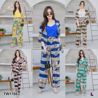 👗Pfashion [ส่งไว!!🚛] P17663 Set 4 ชิ้น #สาวอวบ เสื้อคลุม +สายเดี่ยว + กางเกงขายาว ..