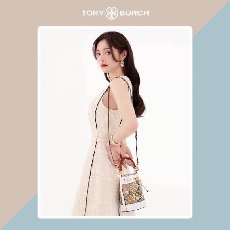 ?TORY BURCH T MONOGRAM JACQUARD EMBROIDERED MINI BUCKET BAG | Shopee  Thailand
