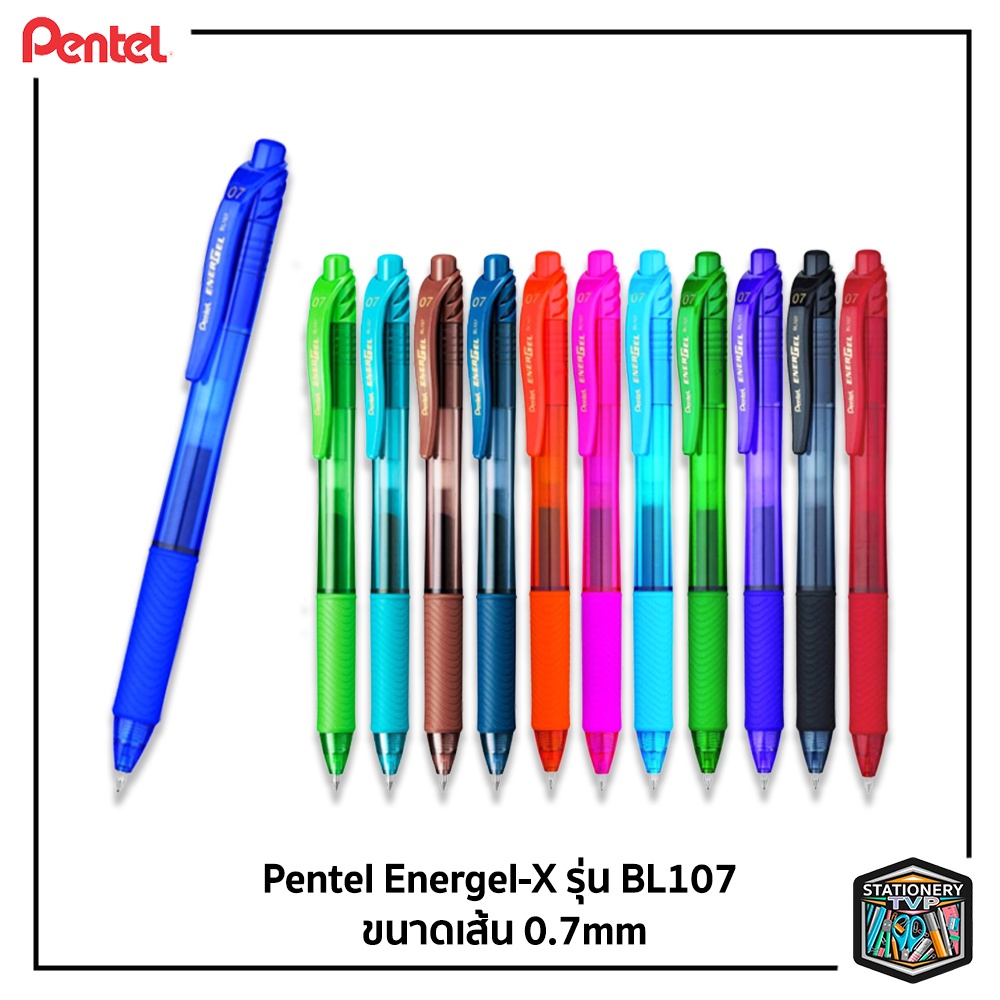 !! ราคาพิเศษ !! Pentel Energel-X ปากกา ปากกาเจล รุ่น BL107 สีหมึกตามสีด้าม 0.7 mm.