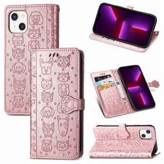 เคสโทรศัพท์ Samsung Galaxy Note20 Ultra Note 9 8 10 Plus Lite เคสโทรศัพท์ ลายการ์ตูนสุนัข แมวน่ารัก มัลติฟังก์ชั่น ขาตั้งลายนูน เคสฝาพับ