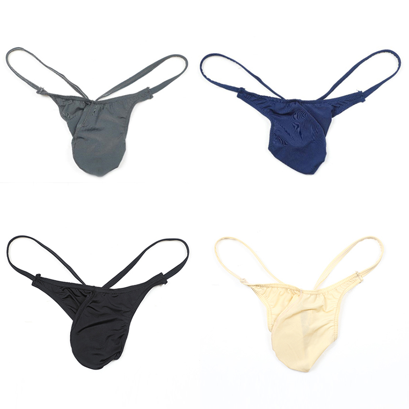 Mens Thongs G-string Mini Men Ice Silk Breathable Soft Underpants
