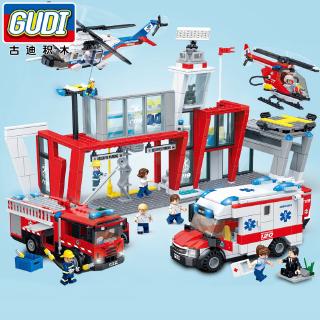 ของเล่นตัวต่อ gudi inglyings city fire station