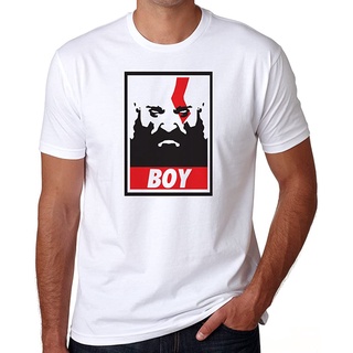 เสื้อยืดผ้าฝ้ายพิมพ์ลายแฟชั่น เสื้อยืด ลาย God of War Boy Obey Fan สีขาว