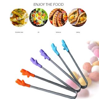 COD ღ ready ღ Salad Serving BBQ Tongs Stainless Steel Handle Utensil Creative Hand Shape Kitchen Cooking Tools Mini Silicone Food Clip MONG