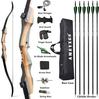 62 นิ้ว recurve bow 30-50 ปอนด์ที่ถอดออกได้ไม้ไผ่เพลาธนูธนูและลูกศรกลางแจ้งล่าสัตว์อุปกรณ์เสริม