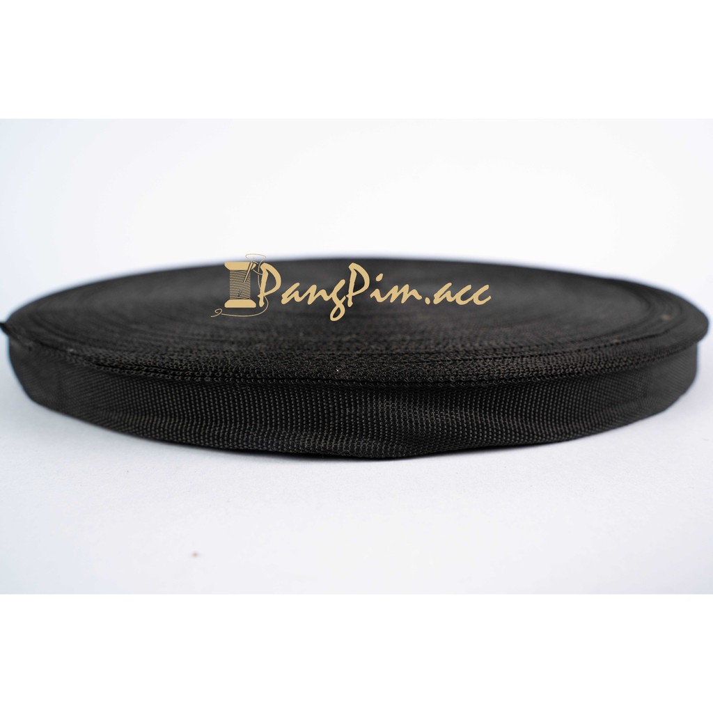 สายไนล่อน กุ๊น กระเป๋า เก็บขอบ ขนาด 3/4 นิ้ว // สีดำ// ขายยกม้วน 50 เมตร