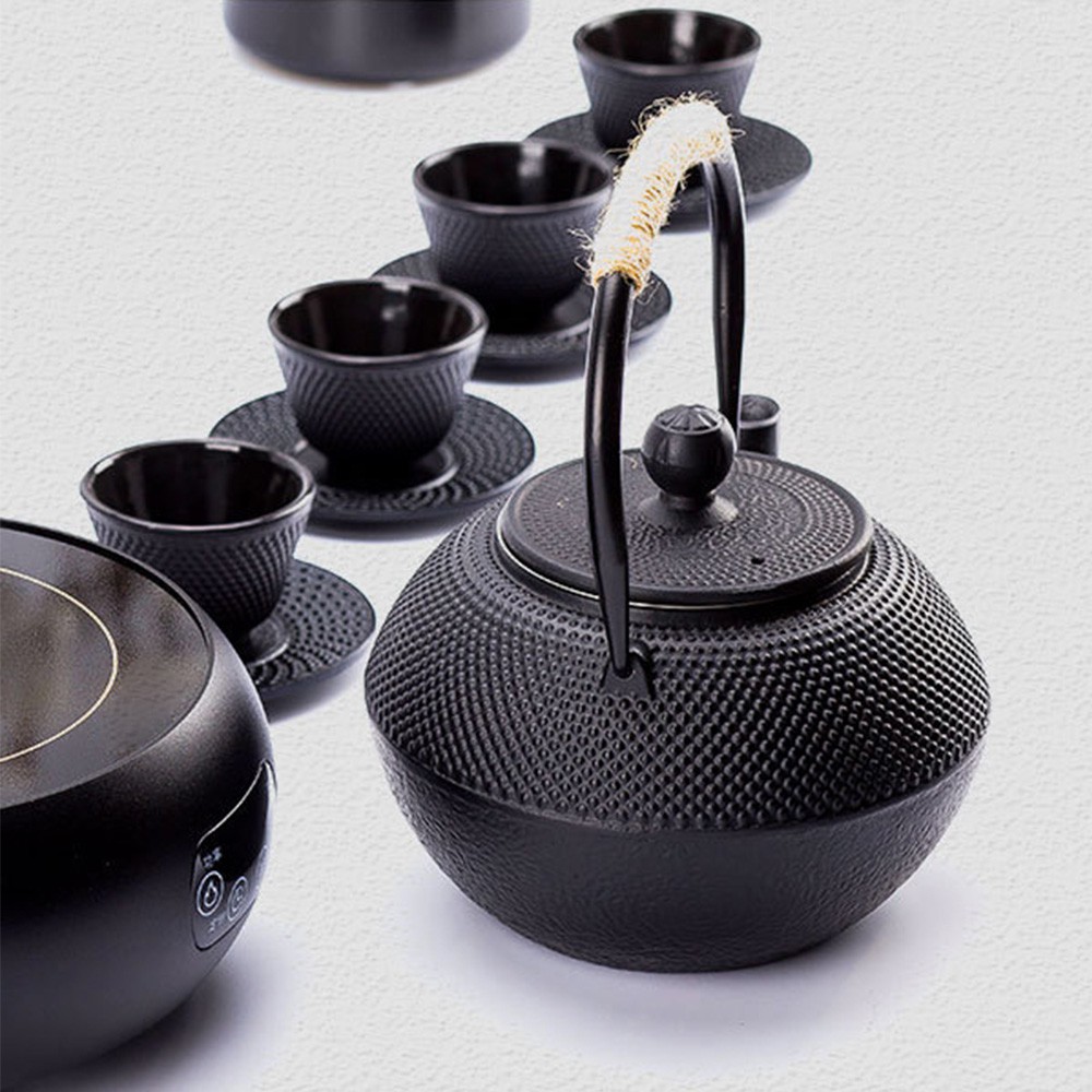 ชุดชา：Large Caacity Teaot Cast Iron HeatResistant Teaot Tea Kettle Boiling Water Teaware Tea Set