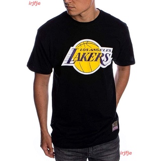 【Hot】irjfje New Mitchell &amp; Ness NBA Los Angeles Lakers Team Logo T-Shirt ดพิมพ์ลาย เสื้อยืดผ้าฝ้าย คอกลม cotton แฟชั่น U