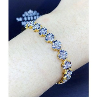 สร้อยข้อมือเพชรเส้นนี้ ใช้เพชรแท้รอบเส้นขนาด 20 ตัง Genuine Diamonds Bracelet (1/5 carat each) ใช้เพชรน้ำขาว 98-99