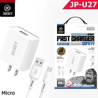 ชุดชาร์จ joceey สายชาร์จ+อะแดปเตอร์ 2.4A ชาร์จเร็ว JP U27 kingkong สำหรับ phone micro TYPE-C (รับประกัน 1 ปี)