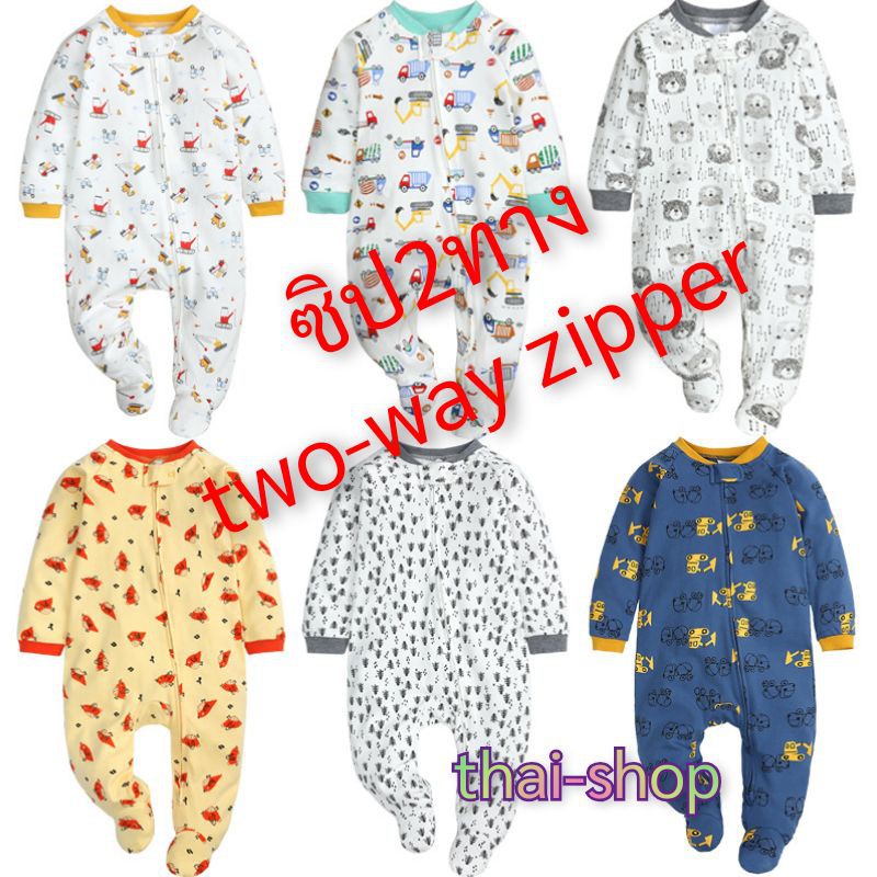 Sleepwear 220 บาท Part1️⃣ ชุดนอนหมีคลุมเท้า(SleepSuit)ชุดหมีชุดนอนเด็กชุดคลุมเท้า แรกเกิด แบบซิป2ทาง บอดี้สูท bodysuit  แบบคลุมเท้า SET1 Baby & Kids Fashion
