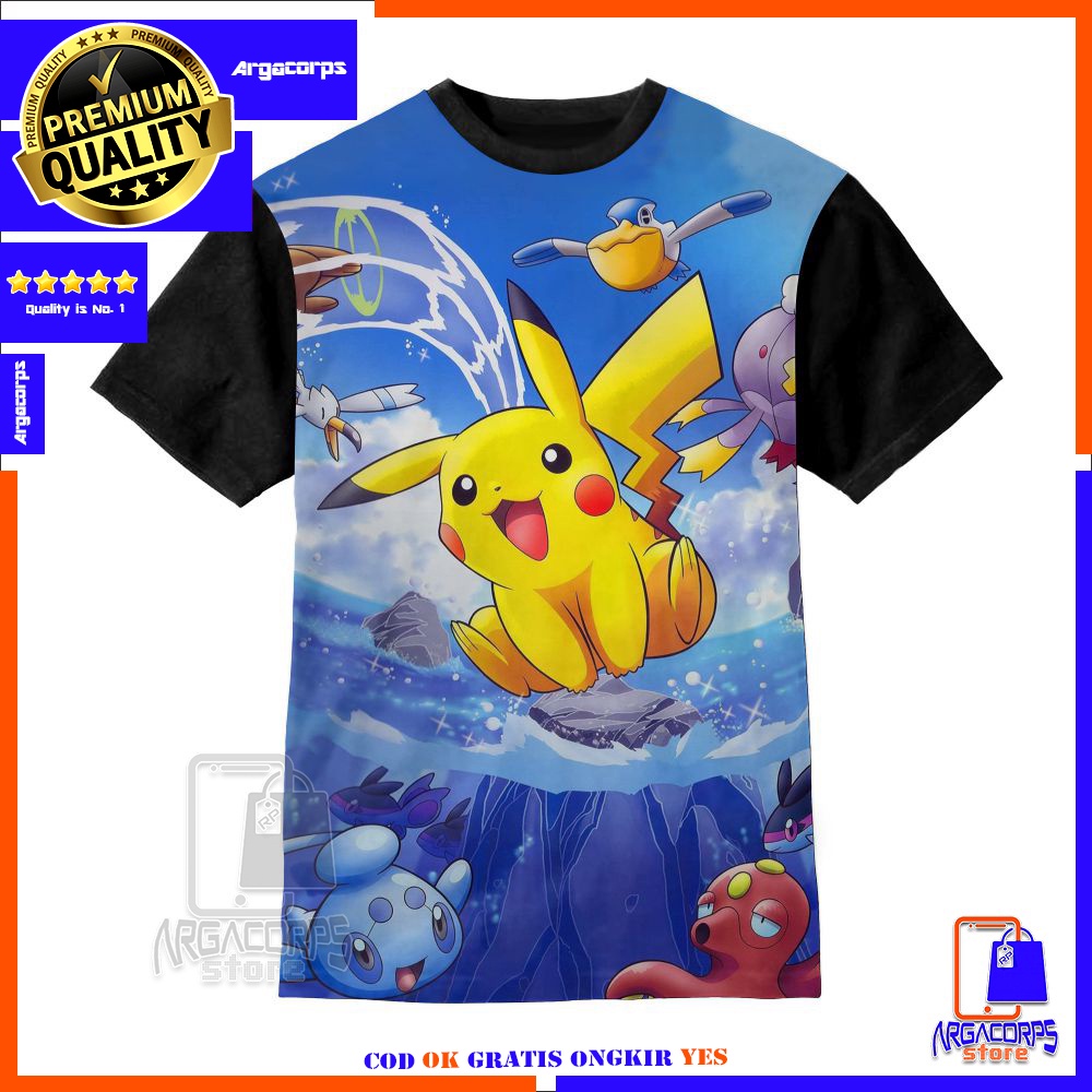เสื้อยืดเด็ก 3D Pokemon Onda Manga Anime Distro Clothes - Argacorps Store