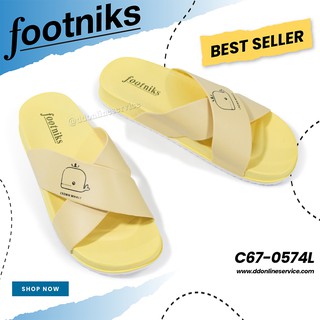 FOOTNICK รองเท้าแตะผู้หญิง รองเท้าแตะแบบสวม หูไขว้ลายปลาวาฬ รุ่น C67-0574L