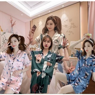ชุดนอน ผ้าซาติน ใส่สบาย ชุดนอนลายการ์ตูน ชุดนอนแฟชั่น ชุดนอนผู้หญิง ชุดนอนลายน่ารัก ชุดนอนผ้านิ่ม