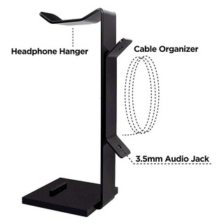 Acrylic Headphone Headset Display Stand Universal Compatibility Holder Plastic Square Bottom Black