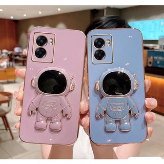 เคสโทรศัพท์มือถือ TPU นิ่ม ปิดด้านหลัง ขอบสี่เหลี่ยม ลายนักบินอวกาศ หรูหรา แวววาว สําหรับ OPPO A96 A95 A93 A76 A77 A74 5G