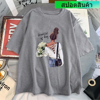 เสื้อยืด แบบนิ่ม พิมพ์ลาย ทรงหลวม แบบเรียบง่าย สไตล์สร้างสรรค์