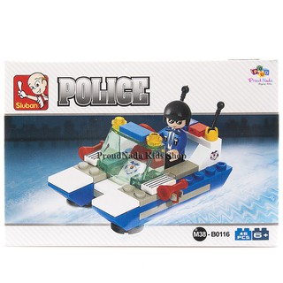 ProudNada Toys ของเล่นเด็กชุดตัวต่อเลโก้เรือตำรวจ Sluban POLICE 45 PCS B01116