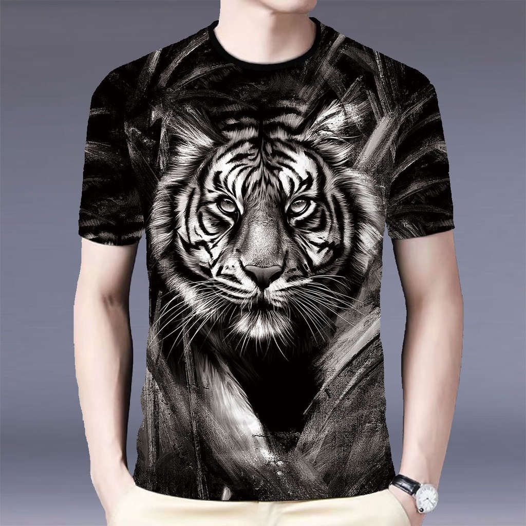 เสื้อยืด พิมพ์ลายเสือ 3 มิติ คุณภาพสูง แฟชั่นฤดูร้อน สําหรับผู้ชาย และผู้หญิง