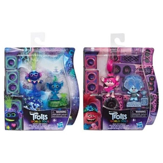 Trolls DreamWorks World Tour Rock City Bobble, Techno Reef Bobble : with 2 Figures, 1 with Bobble Action Plus Base