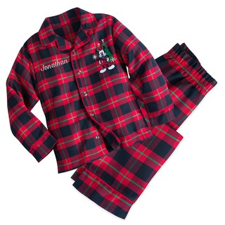 🇺🇸 ของแท้ Disney USA - [Size 4] H1180 Mickey Mouse Holiday Plaid PJ Set for Boys