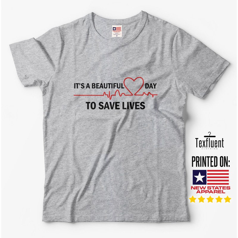 เสื้อยืด Greys Anatomy สําหรับผู้ชายและผู้หญิง S, M, L, XL แขนสั้นพยาบาลเสื้อยืด Surabaya