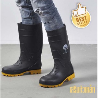 Pangolin รองเท้าบู๊ท PVC หัวเหล็ก สูง 14" สีดำ BOOT0017