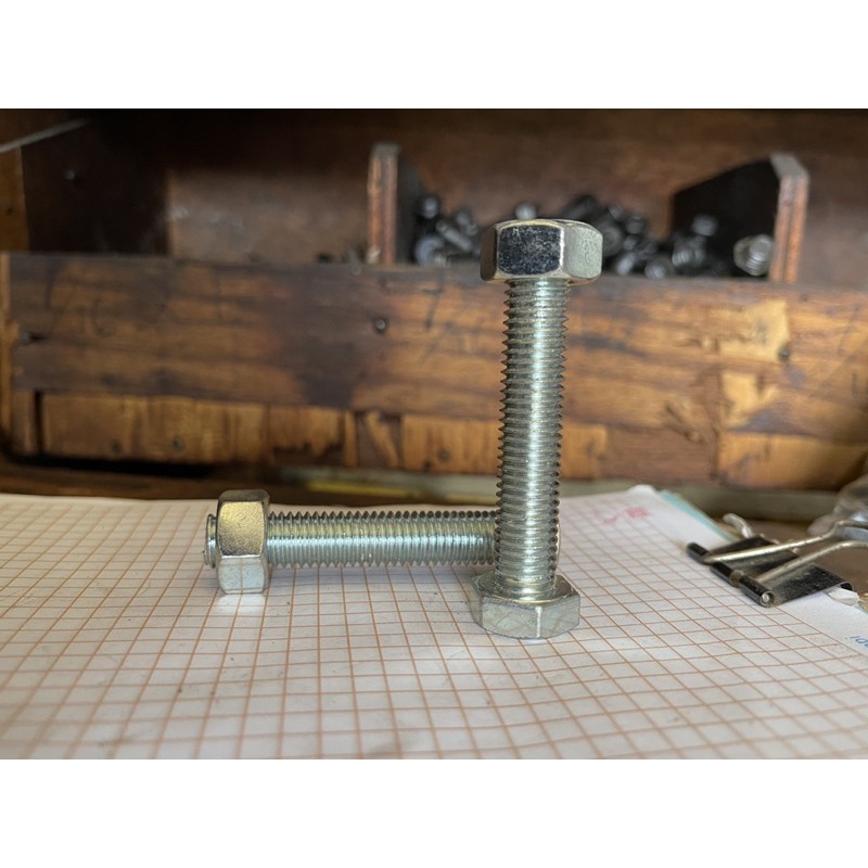 BMP M12 x 65 P1.75 สีขาว GALVANIZED IRON NUT BOLT KEY 19 PJG 6.5 CM COARSE THEAD 1.75 HEXAGON BOLT N
