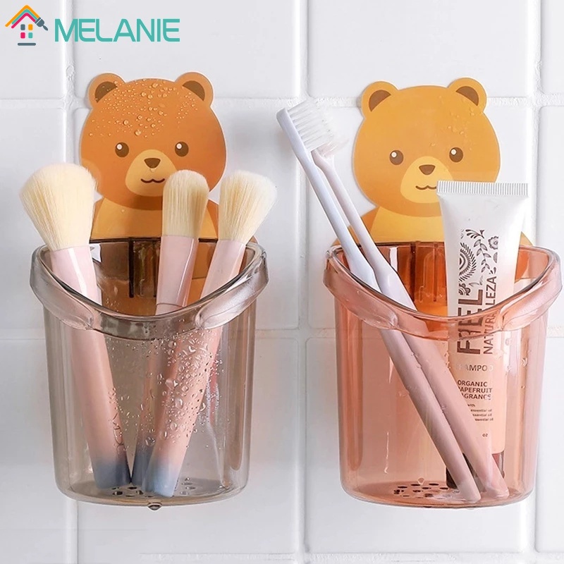 Bathroom Cartoon Cute Bear Cosmetic Brush Toothbrush Storage Rack Drain Rack