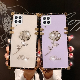 Yjd เคสโทรศัพท์มือถือ กันกระแทก ลายดอกกุหลาบ ประดับเพชร สําหรับ Samsung A22 A32 A42 A12 A21S A20S A10S A70 A20 A30