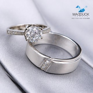 Madduckjewels แหวนเงินแท้ เพชร CZ ชุบโรเดียม RG1938WGR-RG1705