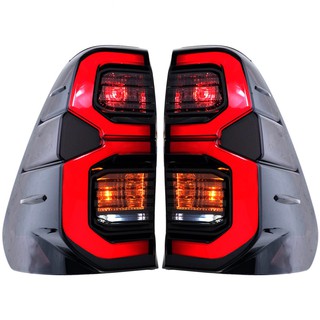 ไฟท้าย โคมไฟท้าย LED เลนส์ SMOKE โตโยต้า HILUX รีโว่ ROCCO ไฟท้ายแต่ง TOYOTA REVO ROCCO ปี2015 - 2020 สโม๊ค 1 คู่