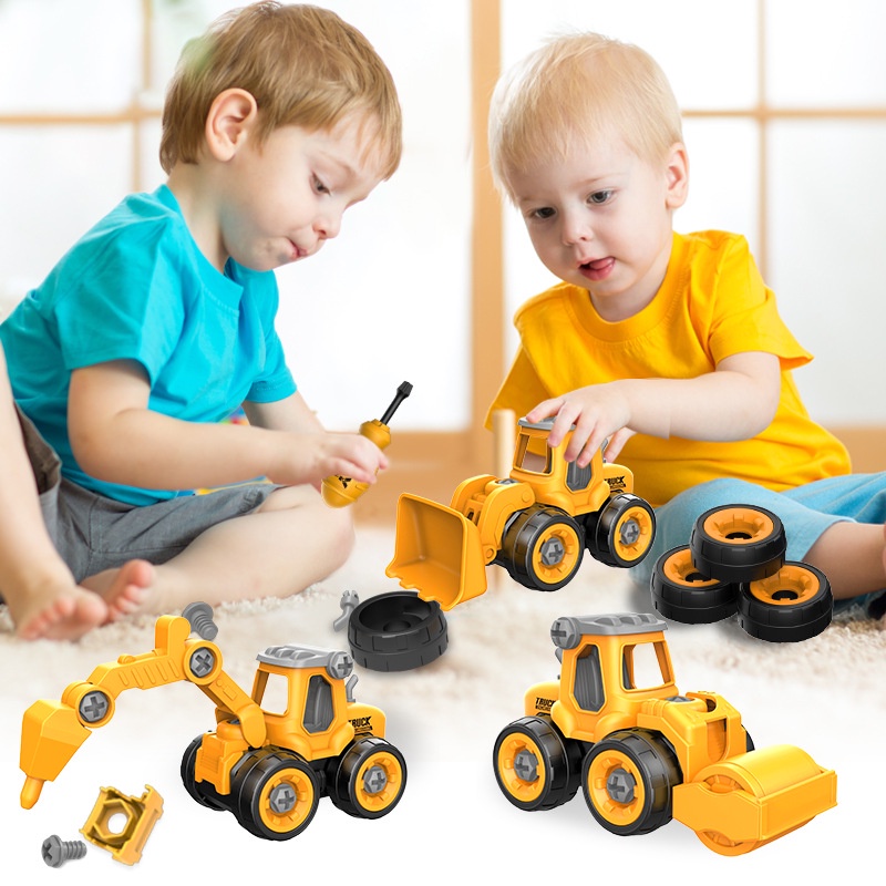 Take Apart Construction Vehicles Toy Kids Digger Toys 4 in 1 DIY ...