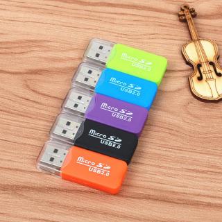 เครื่องอ่านการ์ด Mini USB 2.0 สําหรับปลั๊กอะแดปเตอร์ Micro SD TF สีสันสดใส สําหรับแท็บเล็ต PC รองรับ 64GB