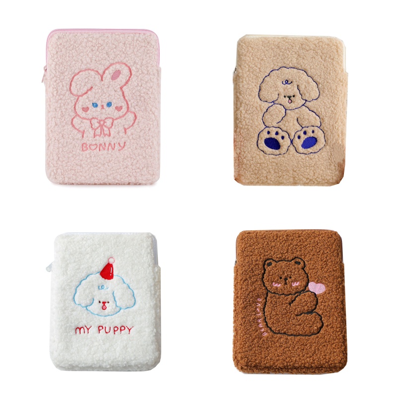 Multifunctional Laptop Sleeve Case Bag Cartoon Pattern Embroidery Pouch Cover for 11in 10.5in 9.7in Tablet