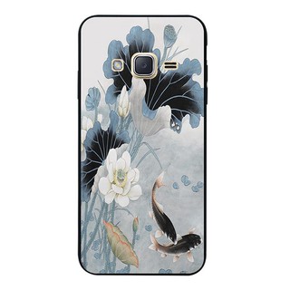 เคสโทรศัพท์ซิลิโคนพิมพ์ลายดอกบัวสําหรับ samsung a 3 a 5 a 7 a 8 j 1 ace j 2 j 3 j 5 j 7 2015 2016