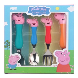 Family spoon Peppa Pig ช้อนส้อมครอบครัวปาป้าพิก ทำจากสแตนเลสคุณภาพสูง