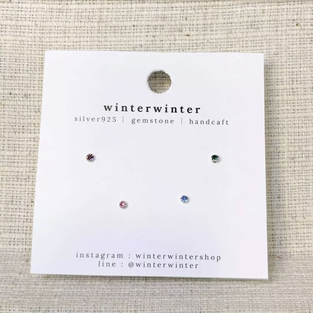 Winterwinter Jewelry Silver925 : เครื่องประดับเงินแท้ เงินแท้925 ต่างหูเซ็ต เพชร cz มีให้เลือกหลายสี