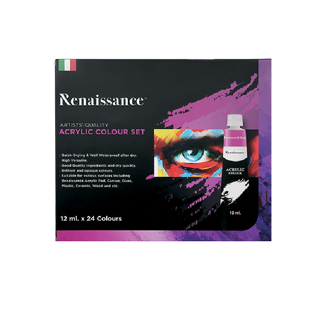 Renaissance สีอะคริลิค ชุดสีอะคริลิค 12 มล. 24 สี จำนวน 1 กล่อง