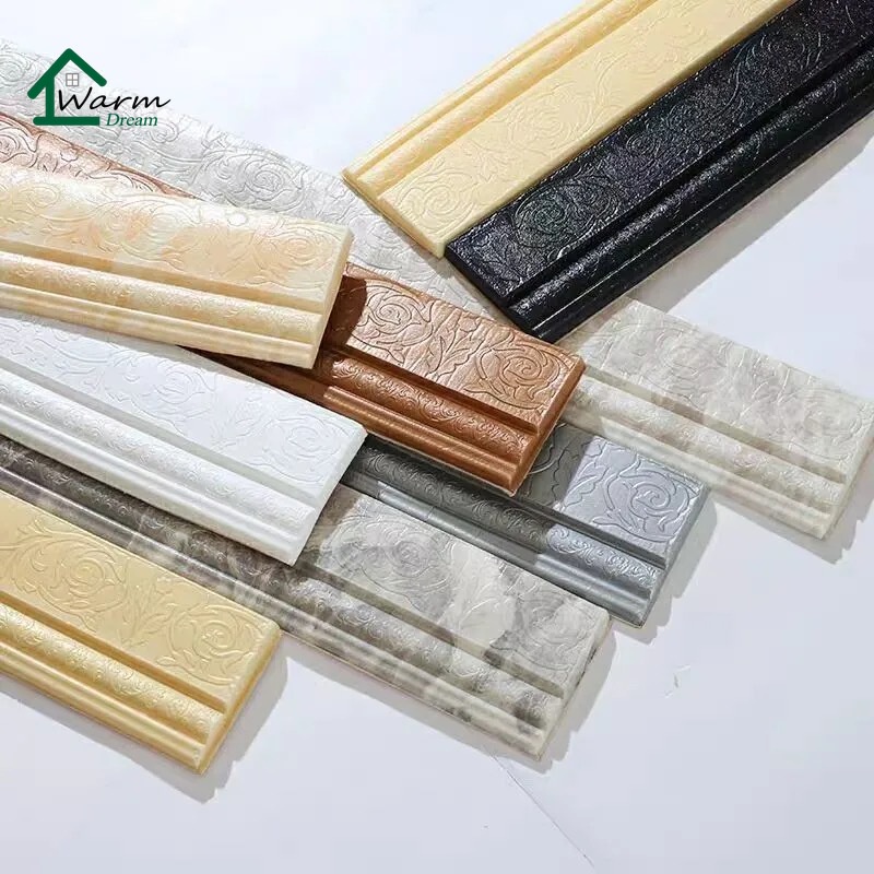 ขอบบัว 3D wallpaper 2.3เมตร* 10เซนติเมตร3Dผนังรอบวอลล์เปเปอร์ชายแดนกาวในตัววอลล์เปเปอร์สติ๊กเกอร์ติดผนังผนังชายแดนขอบแถบชายแดนผนังตัดสายโฟมกันน้ำวอลล์เปเปอร์ผนังกระดาษเพดาน