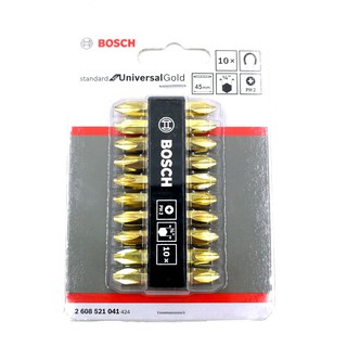 2608521041 BOSCH ดอกไขควงสีทอง 2x45mm. 10pcs./pack Made in Taiwan