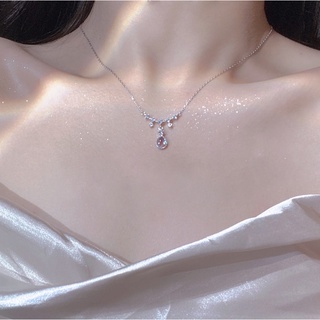 myhunnybear 🤍 พร้อมส่ง 🤍 สร้อยคอเงินแท้ 92.5% สไตล์เจ้าหญิง ประดับจี้คริสตัล ( Princess silver crystal necklace )