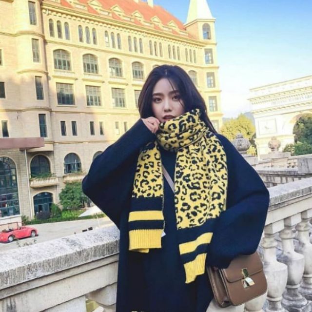 KOKLO.CO ผ้าพันคอไหมพรมผสมขนสัตว์ Leopard SKUP1064