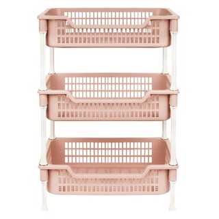 ชั้นวางของพลาสติก 3 ชั้น API ECO FRIENDLY สีชมพู ชั้นวางของในครัว FREESTANDING SHELVING UNIT API ECO FRIENDLY PINK 3-TIE