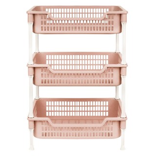 ชั้นวางของพลาสติก 3 ชั้น API ECO FRIENDLY สีชมพู ชั้นวางของในครัว FREESTANDING SHELVING UNIT API ECO FRIENDLY PINK 3-TIE