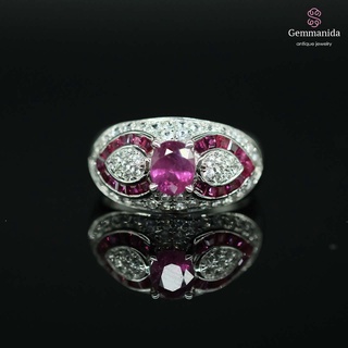 แหวนทับทิมเผาเก่า white sapphire. ขนาด 53.5