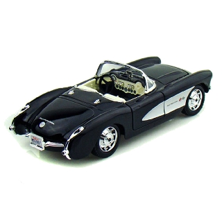 รถโมเดล สีดำ1957 Chevrolet Corvette 1/24 Maisto 31275 เปิดกระโปรงหน้า ประตูรถได้